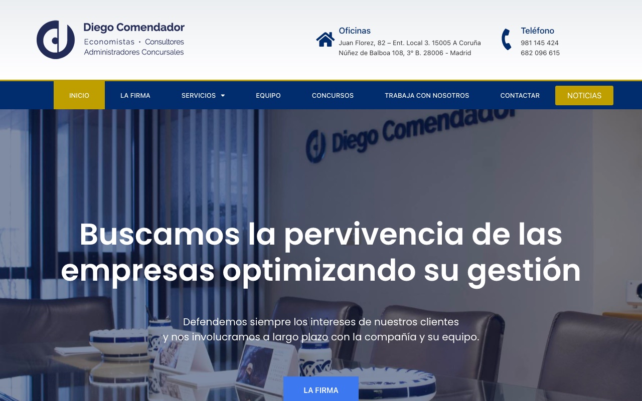 Portada de la web de Diego Comendador Economistas
