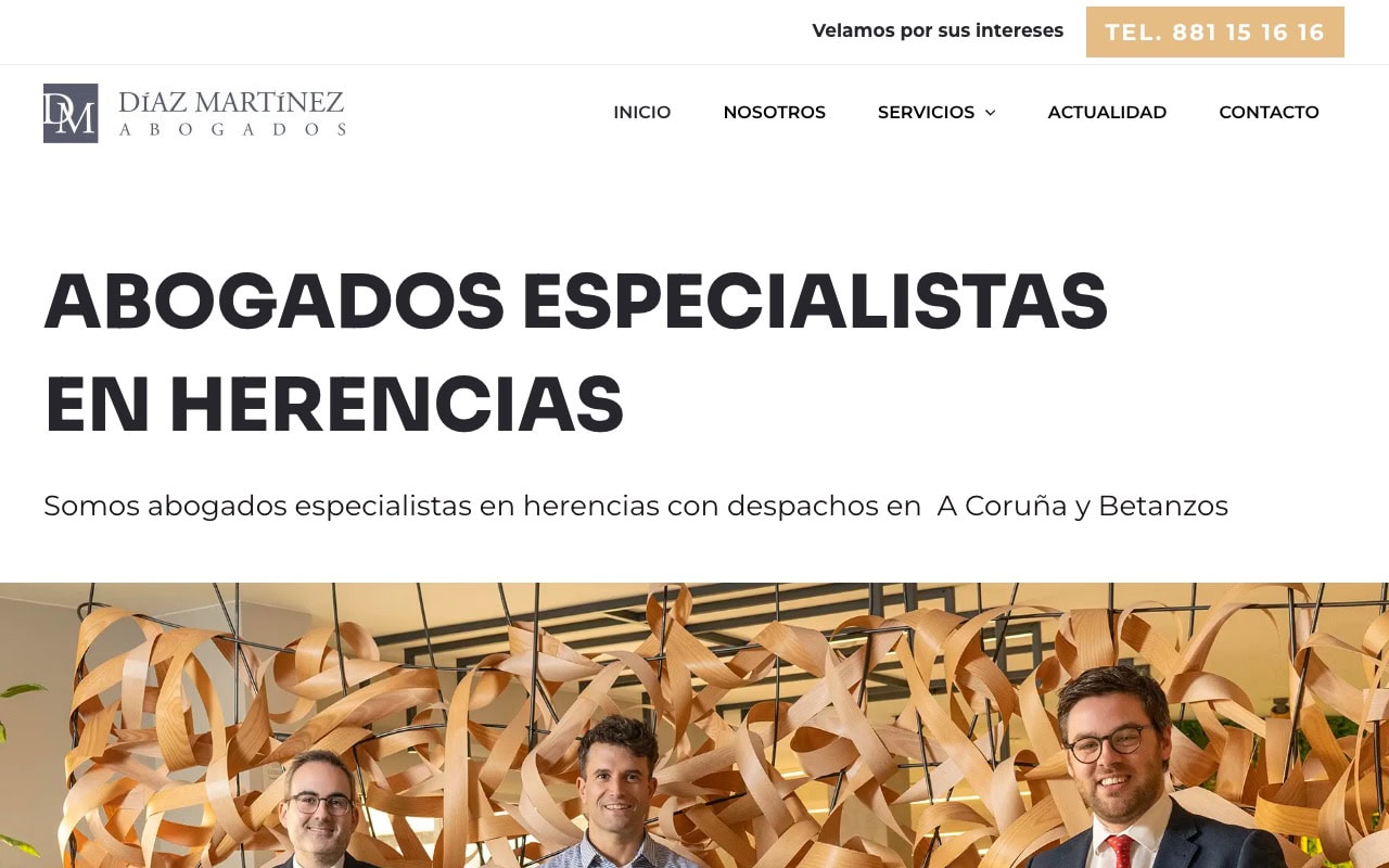 Portada de la web de Díaz Martínez Abogados