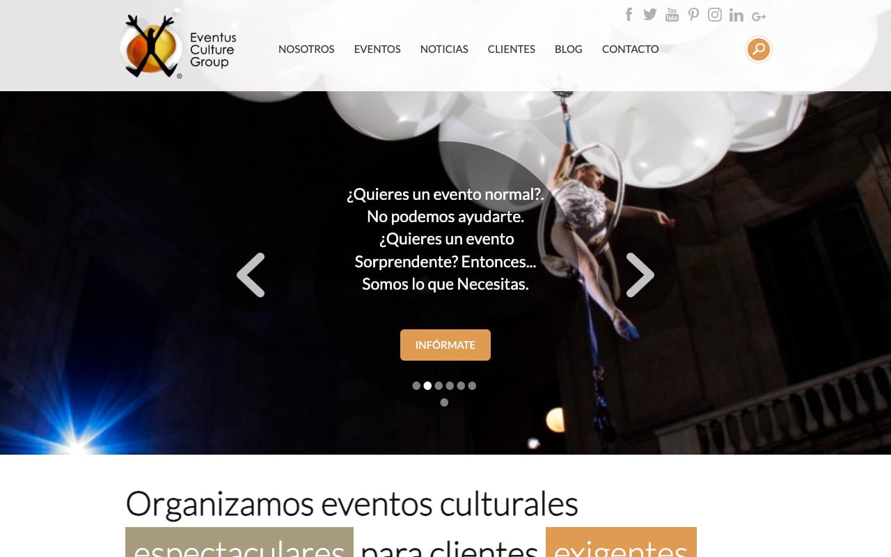 Portada de la web de Eventus Culture