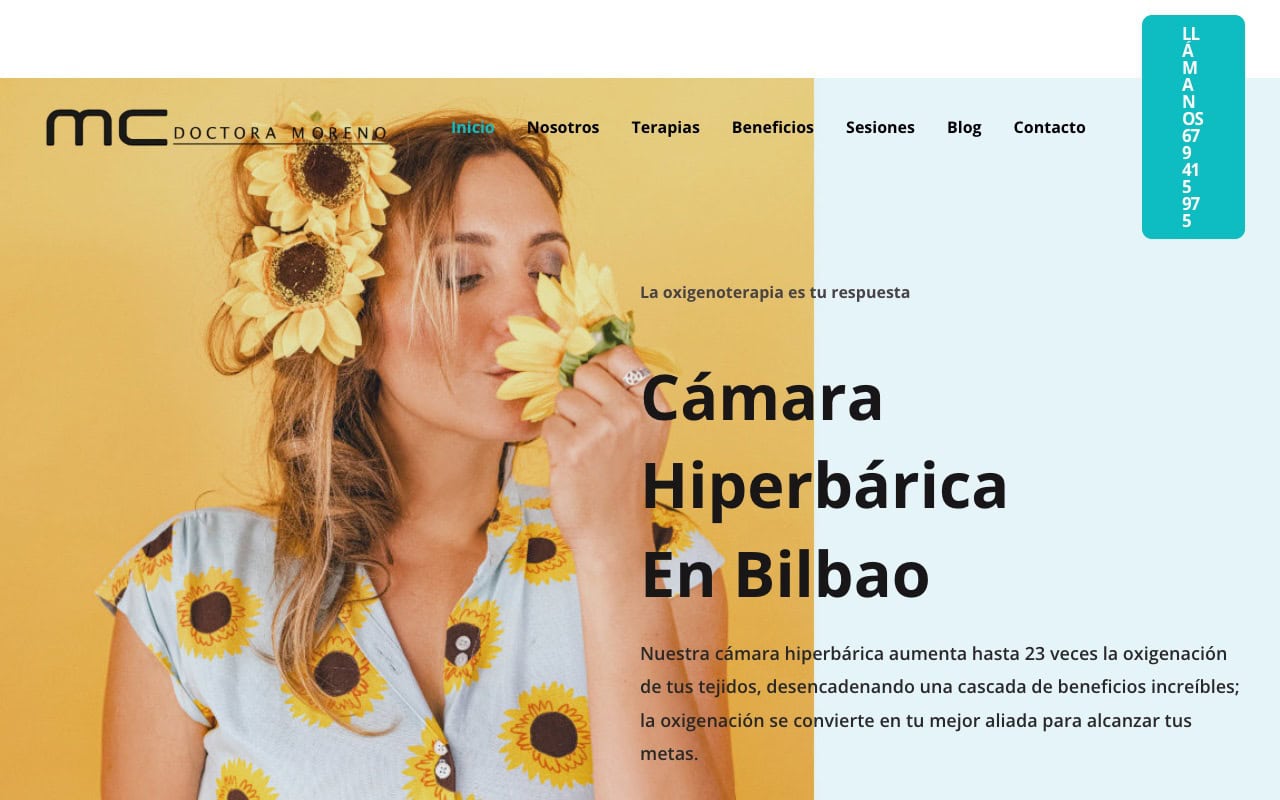 Portada de la web de Hiperbárica MC2