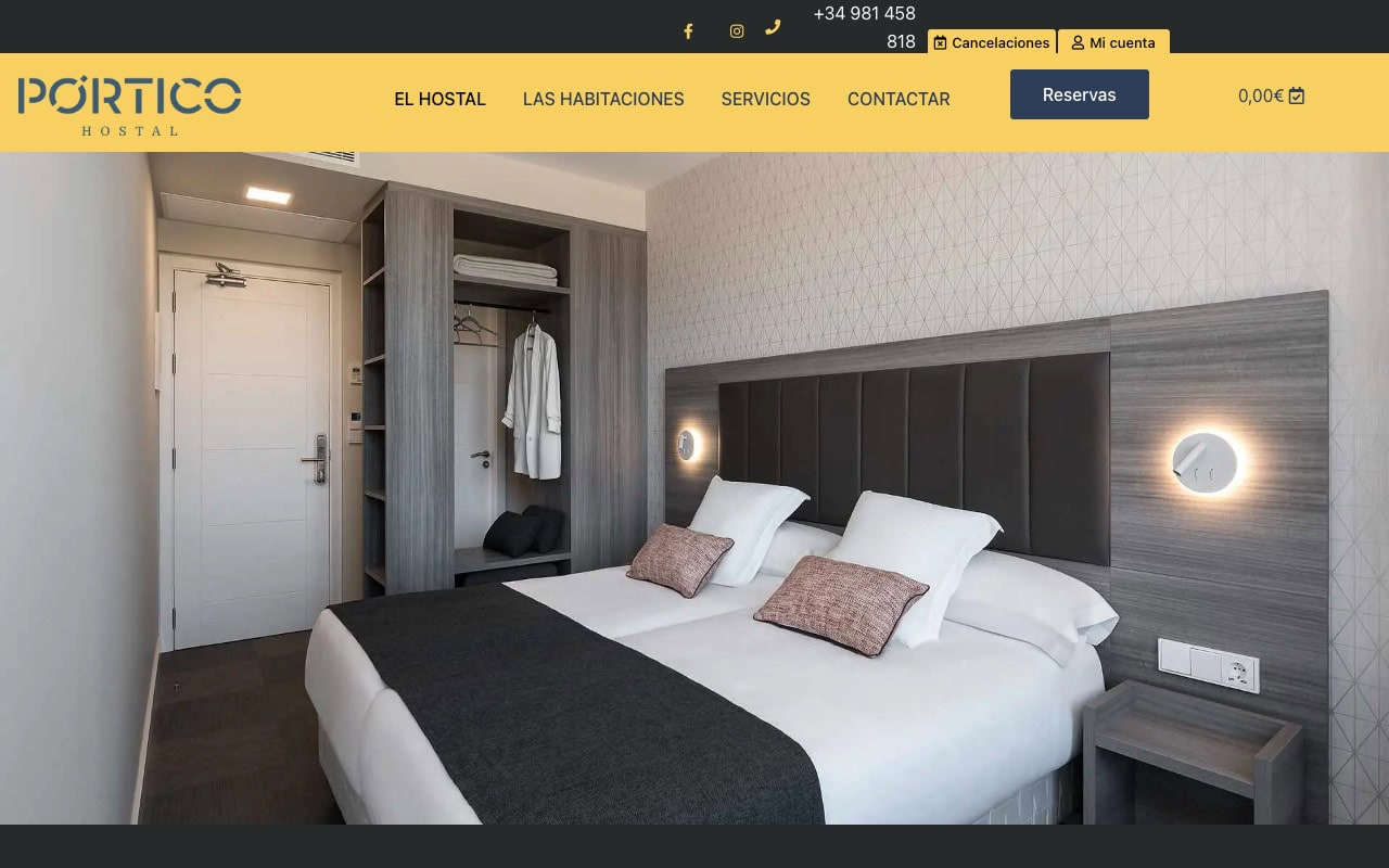 Portada de la web de Hostal Pórtico