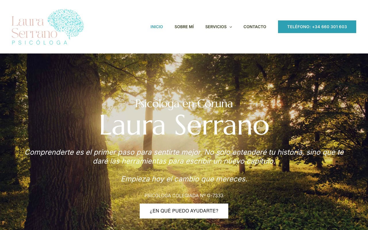 Portada de la web de Laura Serrano Psicología