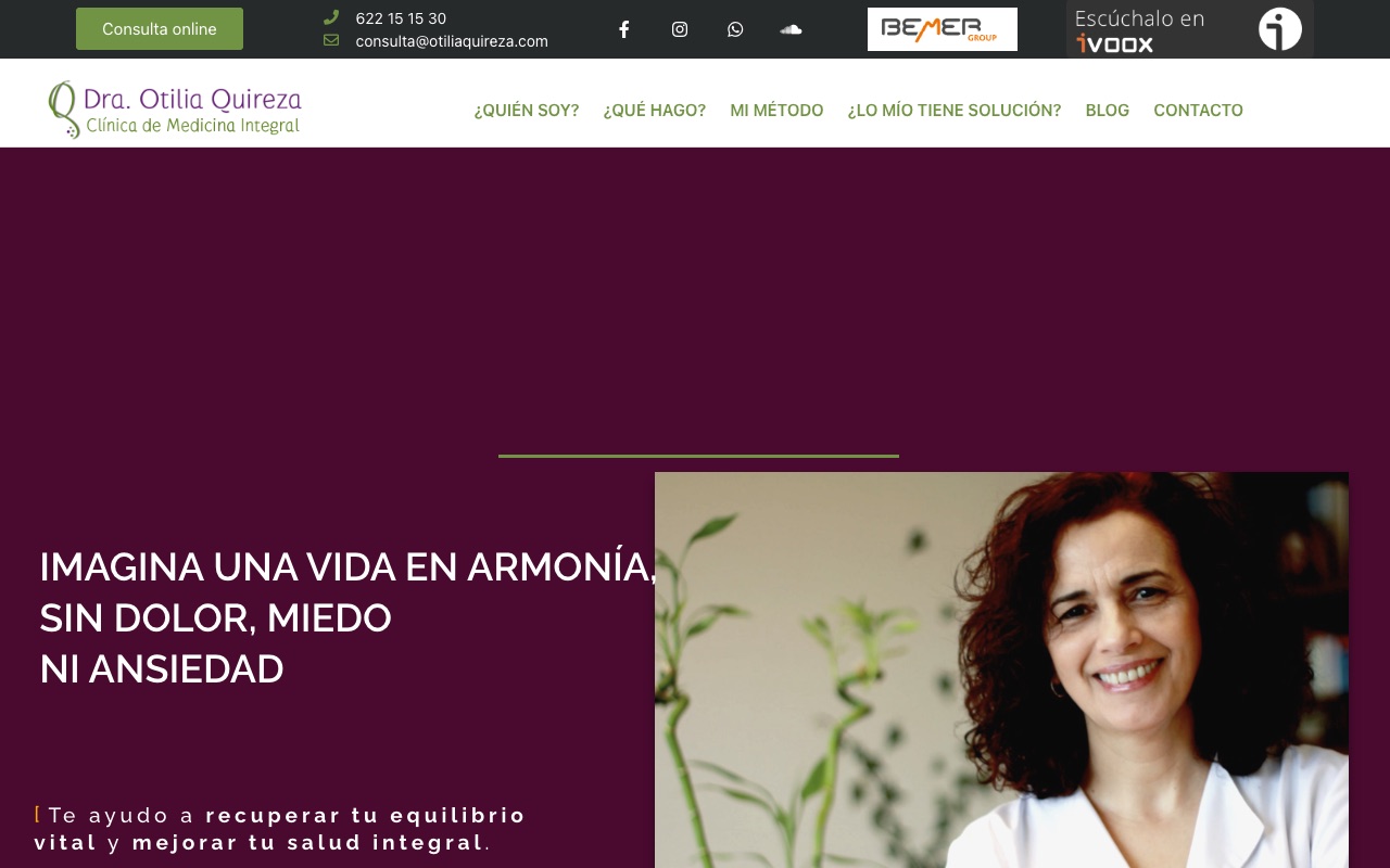 Portada de la web de Dra. Otilia Quireza