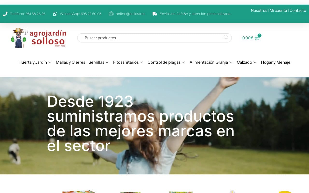 Portada de la web de Agrojardín Solloso