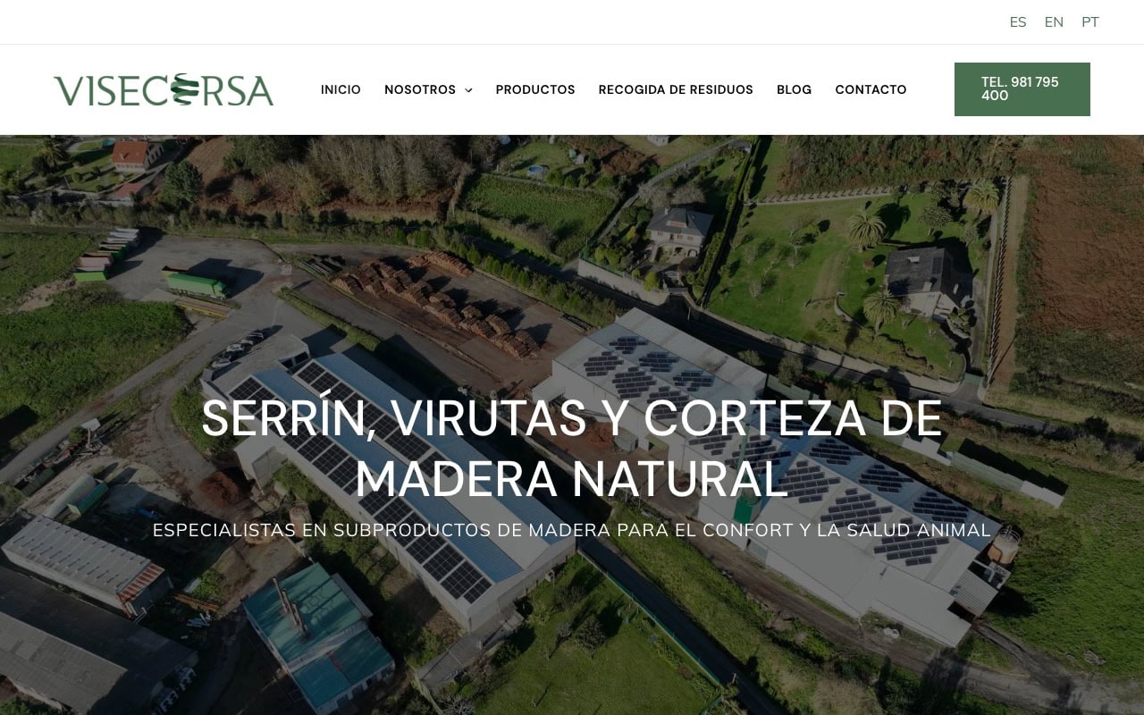 Portada de la web de Visecorsa
